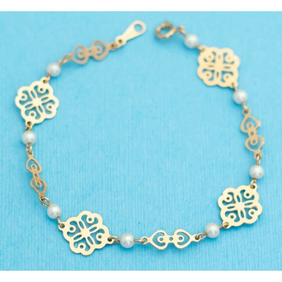 Vintage Floral Bracelet by Avon - 8 inch - N27 - Picture 2 of 3